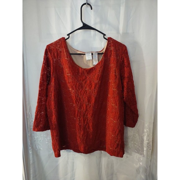 Emma James Woman Top Size 1 Red Lined Floral - Picture 2 of 8